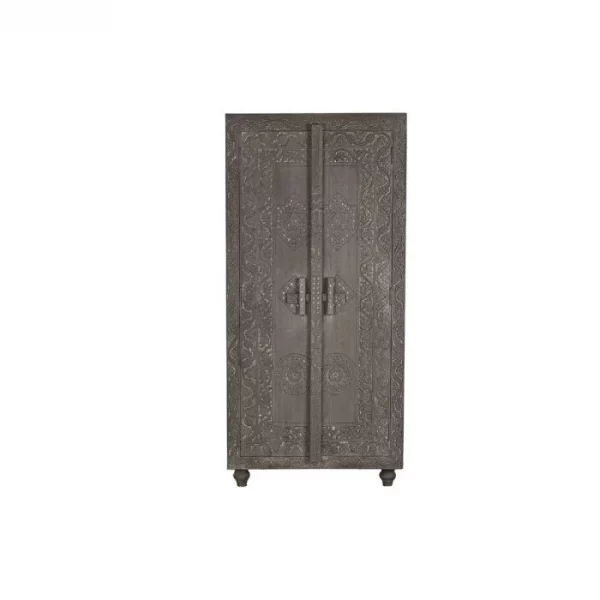 ARMARIO MADERA 85,5X47X180 TALLADO GRIS - Imagen 3