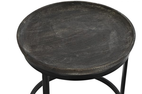 MESITA AUXILIAR SET 2 MANGO METAL 55X55X50 NEGRO - Imagen 2