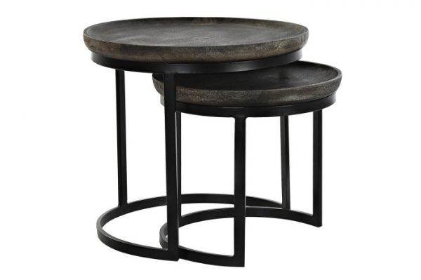 MESITA AUXILIAR SET 2 MANGO METAL 55X55X50 NEGRO - Imagen 4