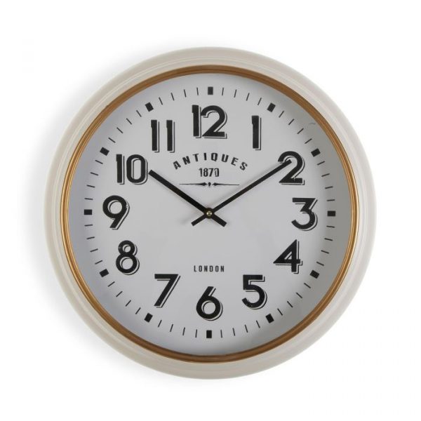 RELOJ PARED METAL BLANCO DORA - Imagen 2