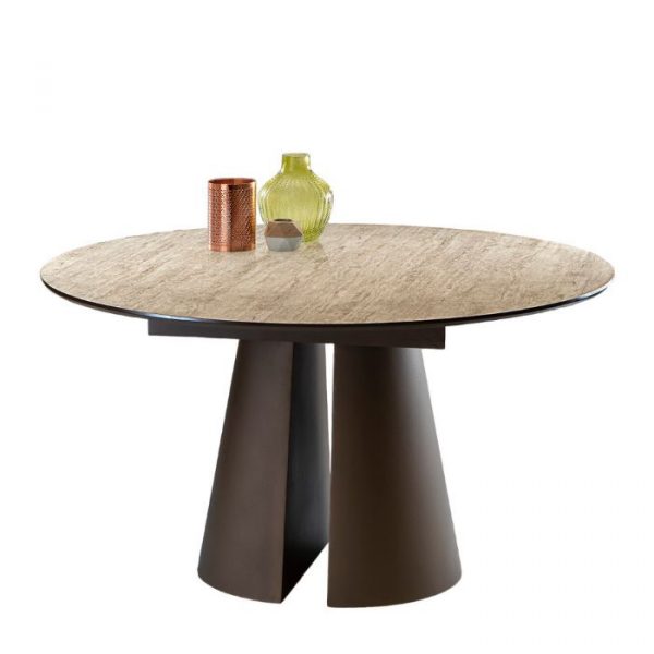 SCHULLER SAMARA MESA COMEDOR TRAVERTINO-MARRON - Imagen 2