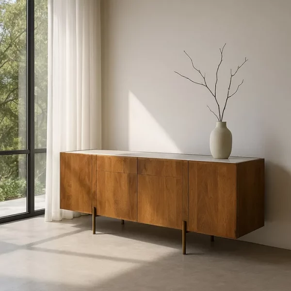 APARADOR BLANCO-NATURAL MÁRMOL/MADERA 200 X 41 X 71 CM