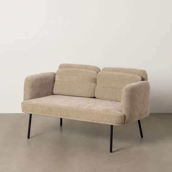 SOFÁ BEIGE TEJIDO-MADERA SALÓN 127 X 72 X 73 CM - Imagen 2