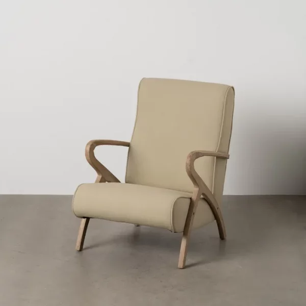 SILLÓN NATURAL-BEIGE TEJIDO-MADERA 57 X 55 X 85 CM - Imagen 2