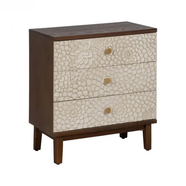 MESITA TALLADA BLANCO-MARRÓN DM-MADERA 64 X 36 X 71 CM - Imagen 2
