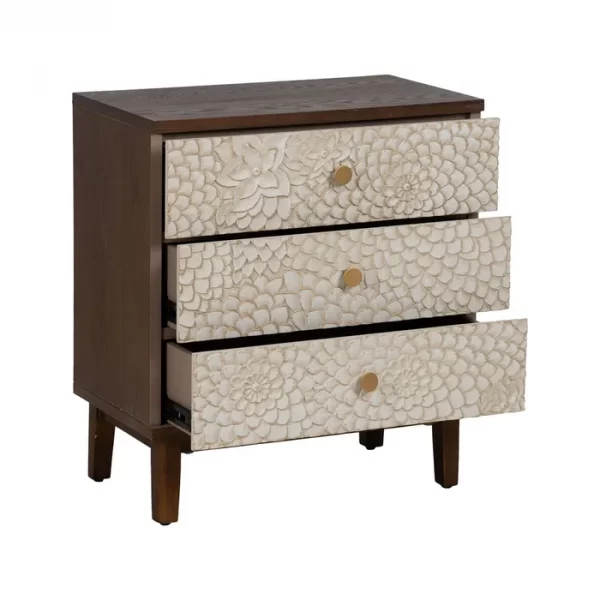 MESITA TALLADA BLANCO-MARRÓN DM-MADERA 64 X 36 X 71 CM - Imagen 3