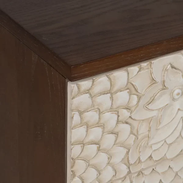 MESITA TALLADA BLANCO-MARRÓN DM-MADERA 64 X 36 X 71 CM - Imagen 4