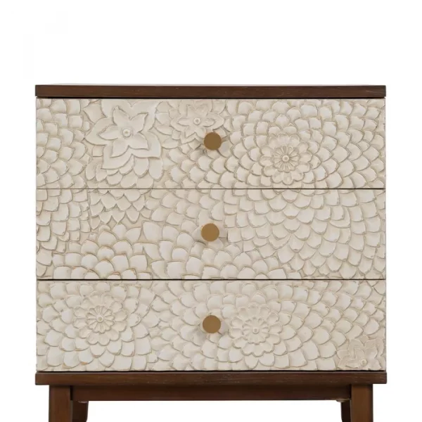 MESITA TALLADA BLANCO-MARRÓN DM-MADERA 64 X 36 X 71 CM - Imagen 5