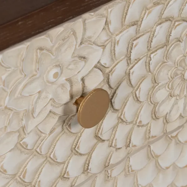 MESITA TALLADA BLANCO-MARRÓN DM-MADERA 64 X 36 X 71 CM - Imagen 7