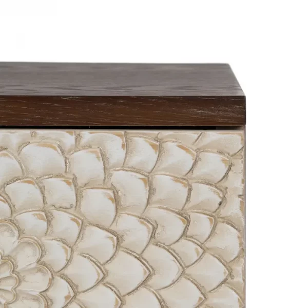 MESITA TALLADA BLANCO-MARRÓN DM-MADERA 64 X 36 X 71 CM - Imagen 8