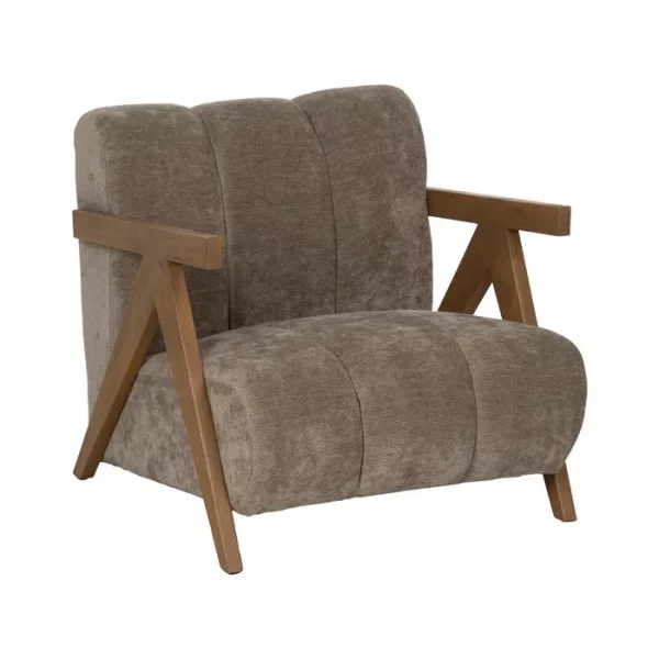 SILLÓN TAUPE MADERA DE ABEDUL SALÓN 76,50 X 87 X 72,50 CM - Imagen 2