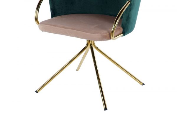 SILLA GIRATORIA VELVET BEIGE VERDE 55x58x77 CM - Imagen 3