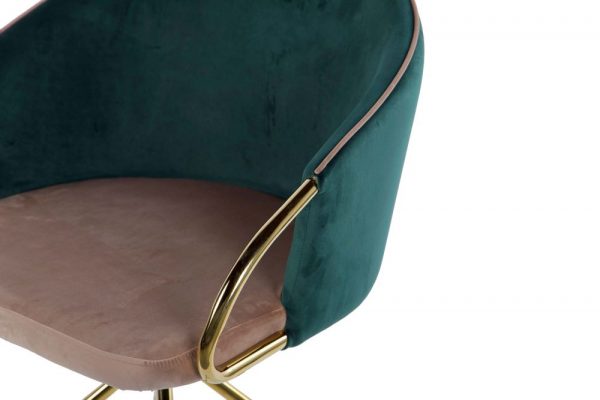 SILLA GIRATORIA VELVET BEIGE VERDE 55x58x77 CM - Imagen 4