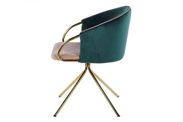 SILLA GIRATORIA VELVET BEIGE VERDE 55x58x77 CM - Imagen 5