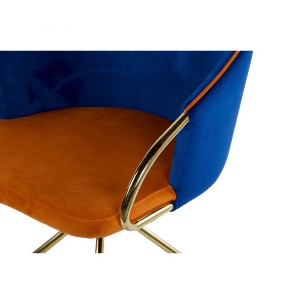 SILLA GIRATORIA VELVET NARANJA AZUL 55x58x77 CM - Imagen 3