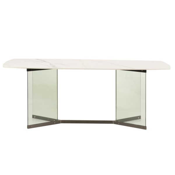 MESA COMEDOR MARMOL CRISTAL NAKIN 200x100x75 CM - Imagen 2