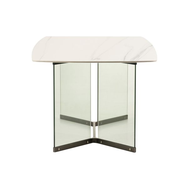 MESA COMEDOR MARMOL CRISTAL NAKIN 200x100x75 CM - Imagen 3