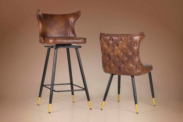 SILLA TACHUELAS PU MARRON ASPEN 49x54x82 CM - Imagen 2