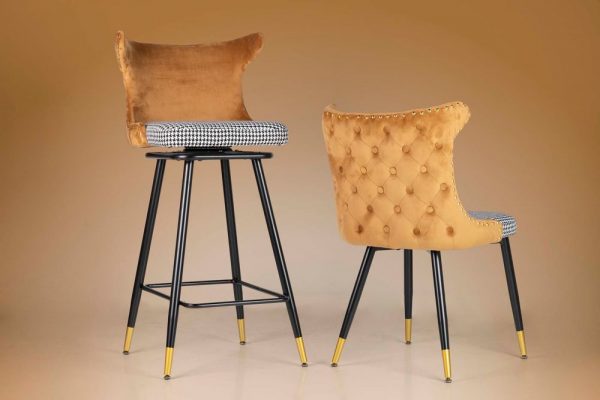 SILLA TACHUELAS VELVET AMARILLO ASPEN 49x54x82 CM - Imagen 2