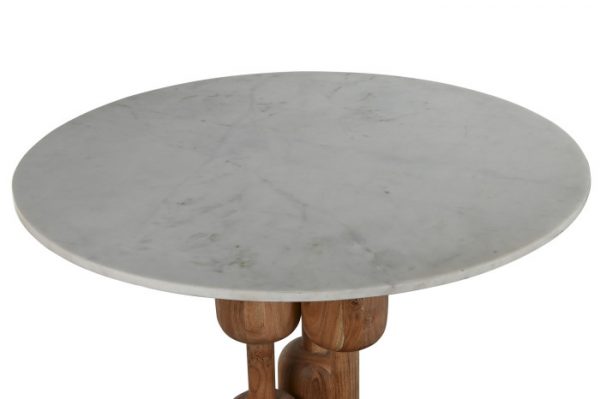 MESA REDONDA COMEDOR ACACIA MARMOL 106X106X76 - Imagen 2