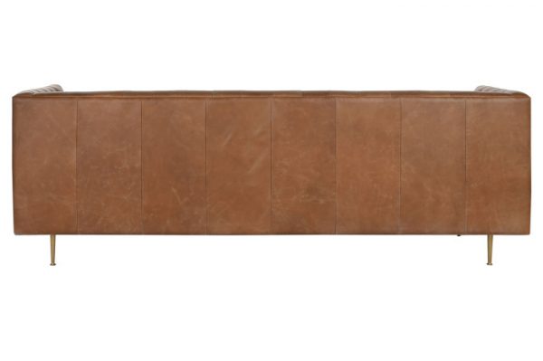 SOFA PIEL ACERO 211X82X71 CAPITONE COGNAC - Imagen 3