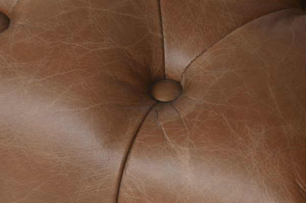 SOFA PIEL ACERO 211X82X71 CAPITONE COGNAC - Imagen 6