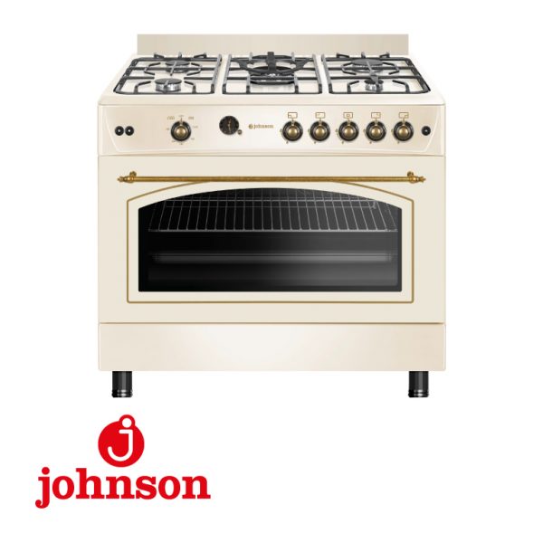 COCINA GAS BUTANO JOHNSON 90CM RÚSTICA CREMA COCI90BRC1