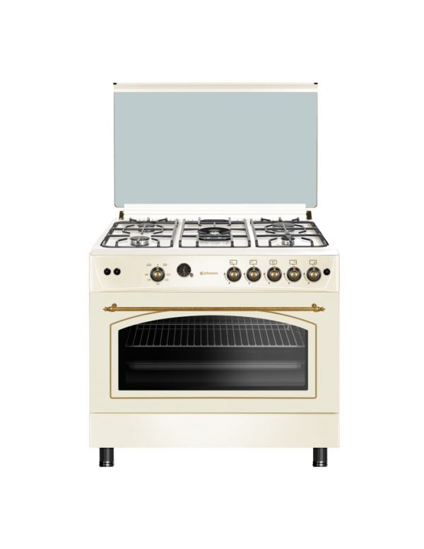 COCINA GAS BUTANO JOHNSON 90CM RÚSTICA CREMA COCI90BRC