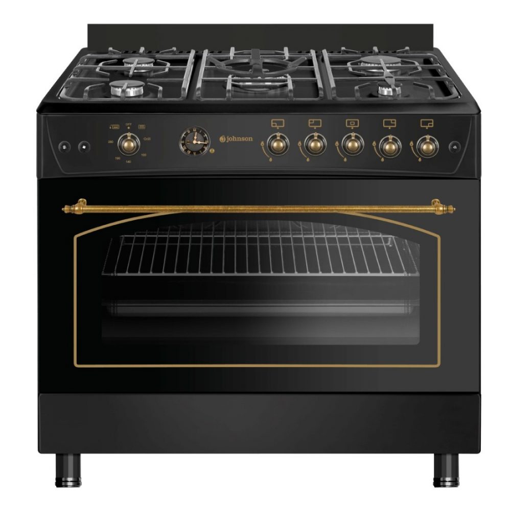 COCINA GAS BUTANO JOHNSON 90CM RÚSTICA NEGRA COCI90BRN1