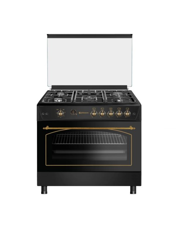 COCINA GAS NATURAL JOHNSON 90CM RÚSTICA NEGRA COCI90GRN