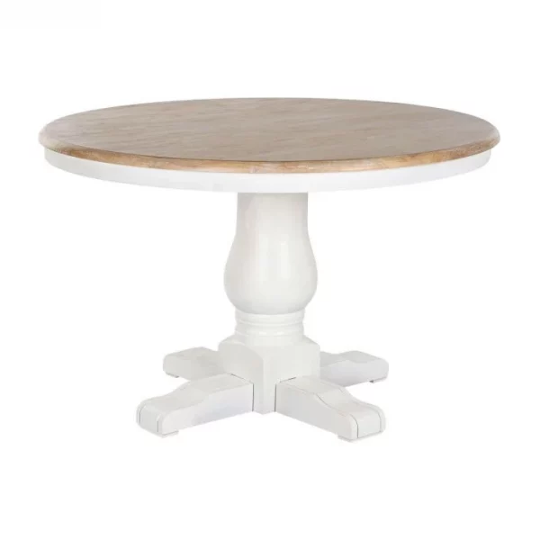MESA REDONDA COMEDOR OLMO 120X120X76 BLANCO - Imagen 2