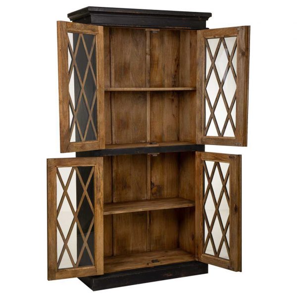 VITRINA DE MADERA Y CRISTAL ARTESANAL NEGRO 90X40X183 - Imagen 3