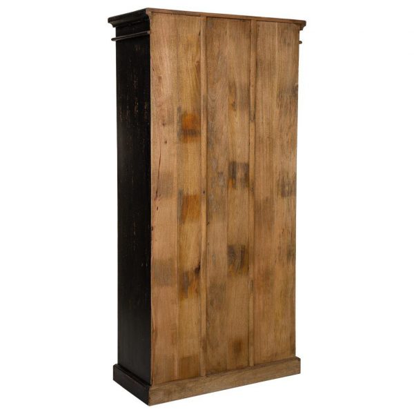 VITRINA DE MADERA Y CRISTAL ARTESANAL NEGRO 90X40X183 - Imagen 5