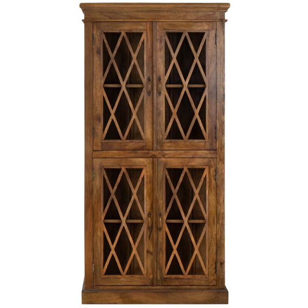 VITRINA DE MADERA Y CRISTAL MARRÓN 90X40X183 - Imagen 3