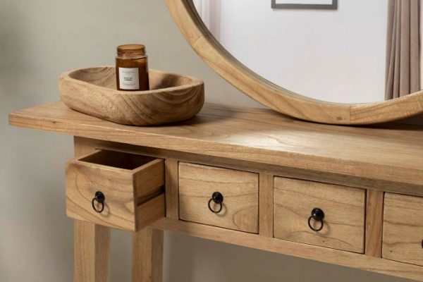 CONSOLA MADERA MINDI NATURAL 4 CAJONES 120x30x80CM - Imagen 6
