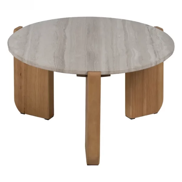 MESA CENTRO NATURAL-BLANCO MÁRMOL/MADERA 72,50 X 70 X 40 CM - Imagen 2