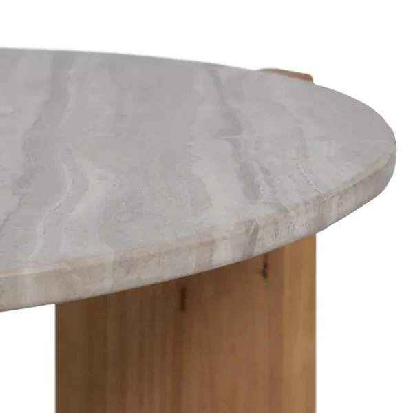 MESA CENTRO NATURAL-BLANCO MÁRMOL/MADERA 72,50 X 70 X 40 CM - Imagen 4
