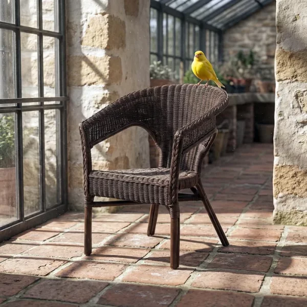 SILLA MARRÓN RATÁN SALÓN 60 X 62 X 78 CM