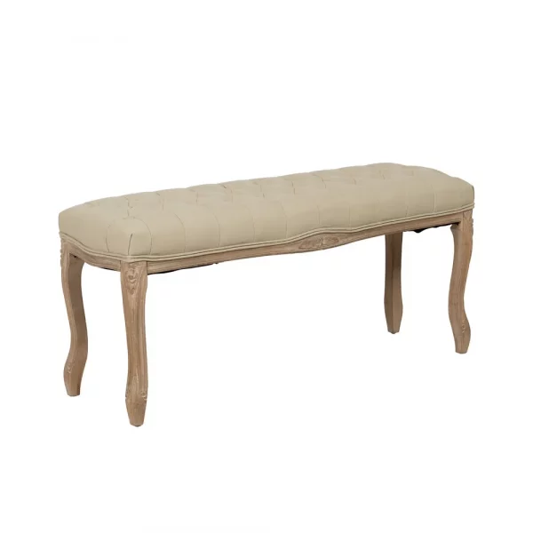 BANQUETA NATURAL-BEIGE TEJIDO-MADERA 110 X 36 X 47 CM - Imagen 2