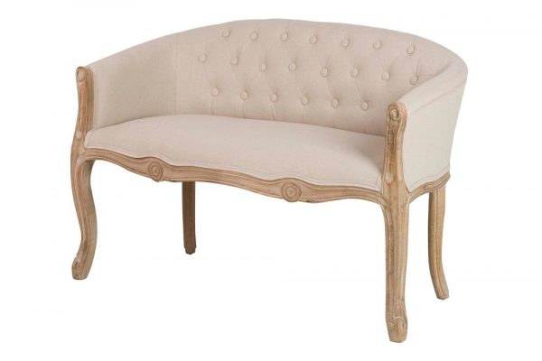 BUTACA DOBLE BEIGE CAPITONE MADERA 107x61x71 CM - Imagen 2
