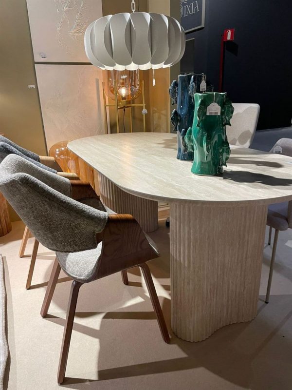 MESA COMEDOR BEIGE PIEDRA MDF DECORACIÓN 180 X 90 X 76 CM - Imagen 2