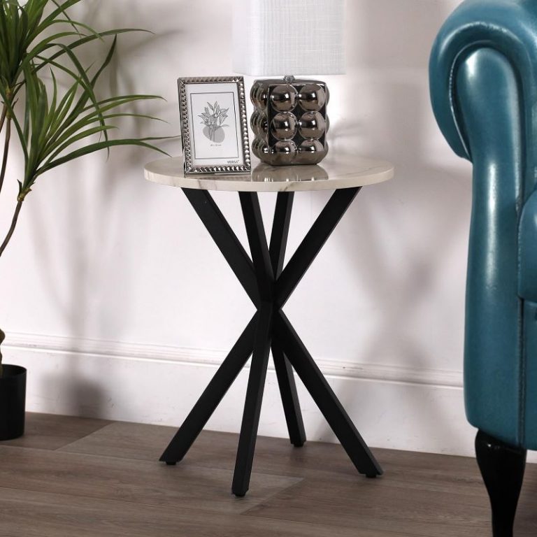 MESA AUXILIAR REDONDA EFECTO MARMOL 40x50