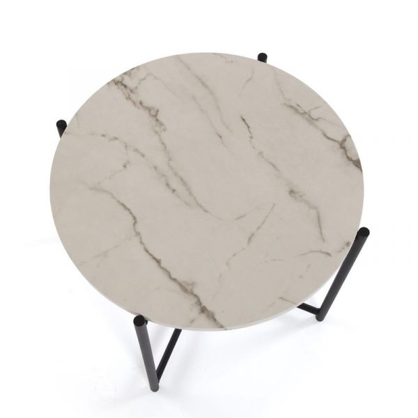 MESA AUXILIAR REDONDA EFECTO MARMOL 51x40 - Imagen 3