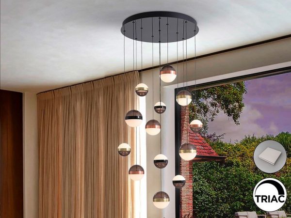 ORBES LAMPARA 13L NEGRO/COBRE/LATON 276092 SCHULLER