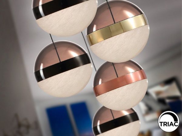 ORBES LAMPARA 5L NEGRO/COBRE/LATON 276542 SCHULLER - Imagen 3