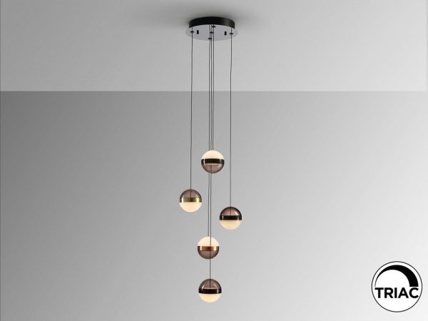 ORBES LAMPARA 5L NEGRO/COBRE/LATON 276542 SCHULLER - Imagen 4