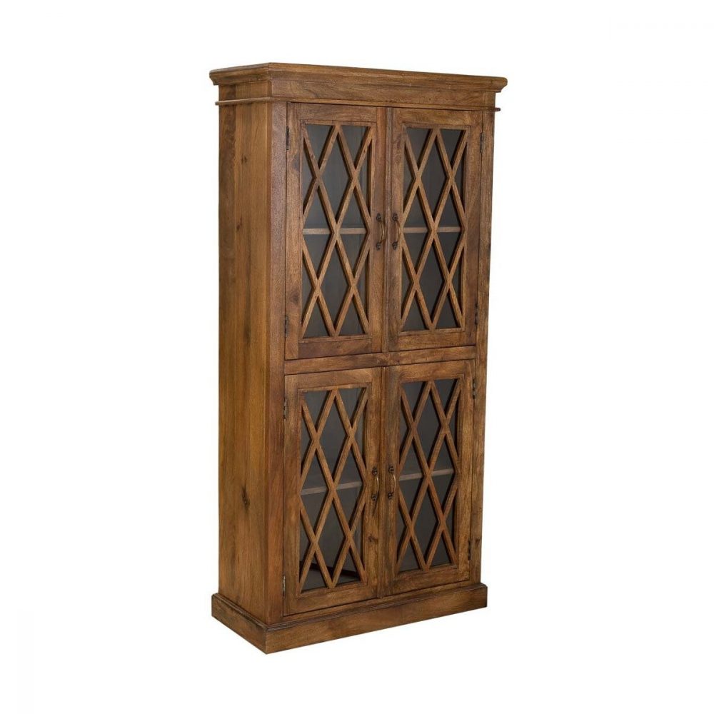 VITRINA DE MADERA Y CRISTAL MARRÓN 90X40X183
