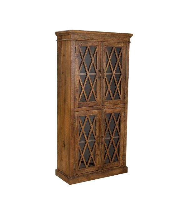VITRINA DE MADERA Y CRISTAL MARRÓN 90X40X183