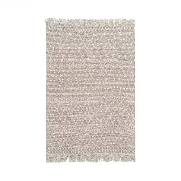 ALFOMBRA CREMA TEJIDO DECORACIÓN 160 X 230 CM
