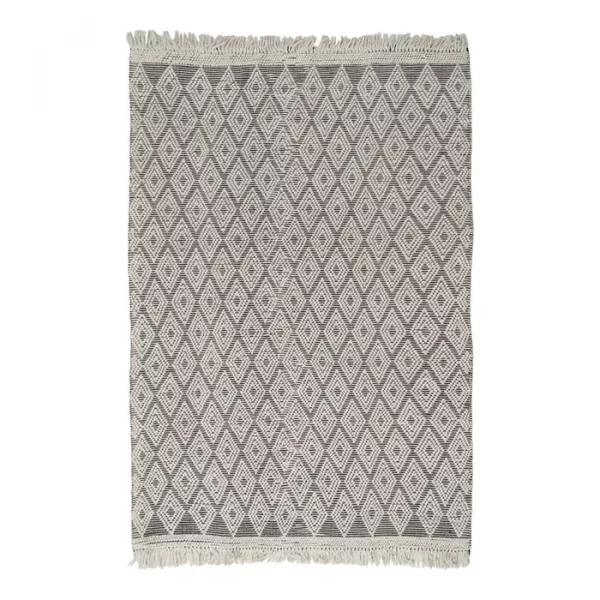 ALFOMBRA BLANCO-NEGRO TEJIDO DECORACIÓN 200 X 300 CM